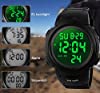 Mens Sports Digital Watches, 5 ATM Waterproof Sport Watch with Alarm Black Big Face Running Military Wrist Watch with LED Backlight for Men by RSVOM #4