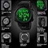 Mens Sports Digital Watches, 5 ATM Waterproof Sport Watch with Alarm Black Big Face Running Military Wrist Watch with LED Backlight for Men by RSVOM #5